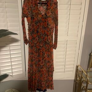 Anthropologie Floral Long Sleeve Dress